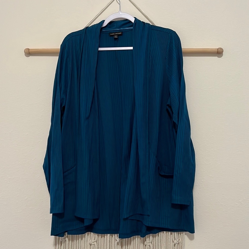 Lane Bryant teal open front cardigan 18 GUC